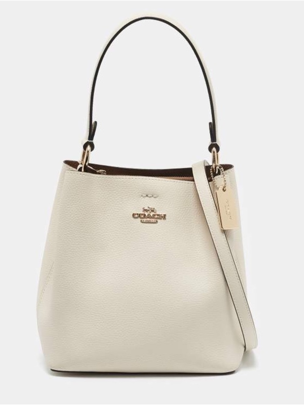 Coach Ivory Beige Town Bucket Bag Small Pebble Leather